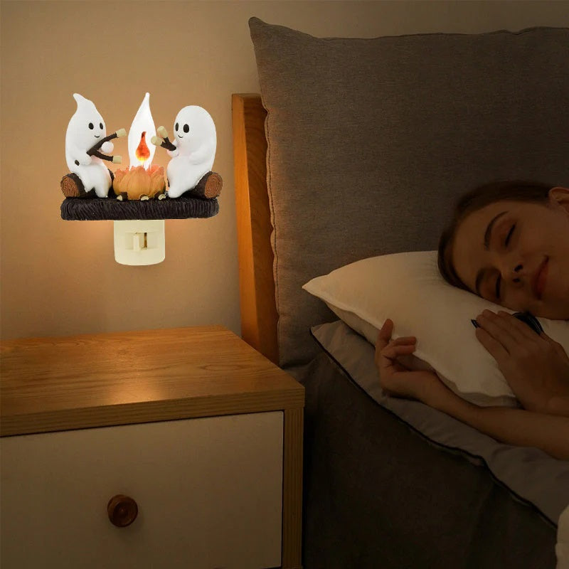 Halloween Ghost Campfire Flickering Night Light-Jolura