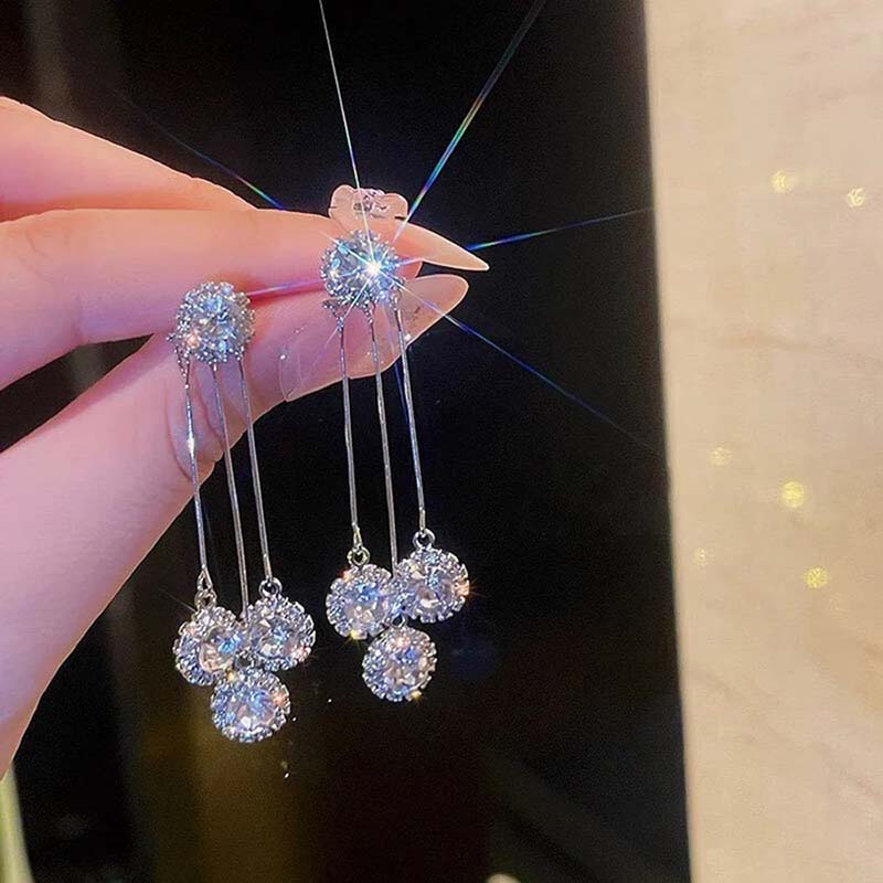 Zircon Round Petal Earrings-Jolura