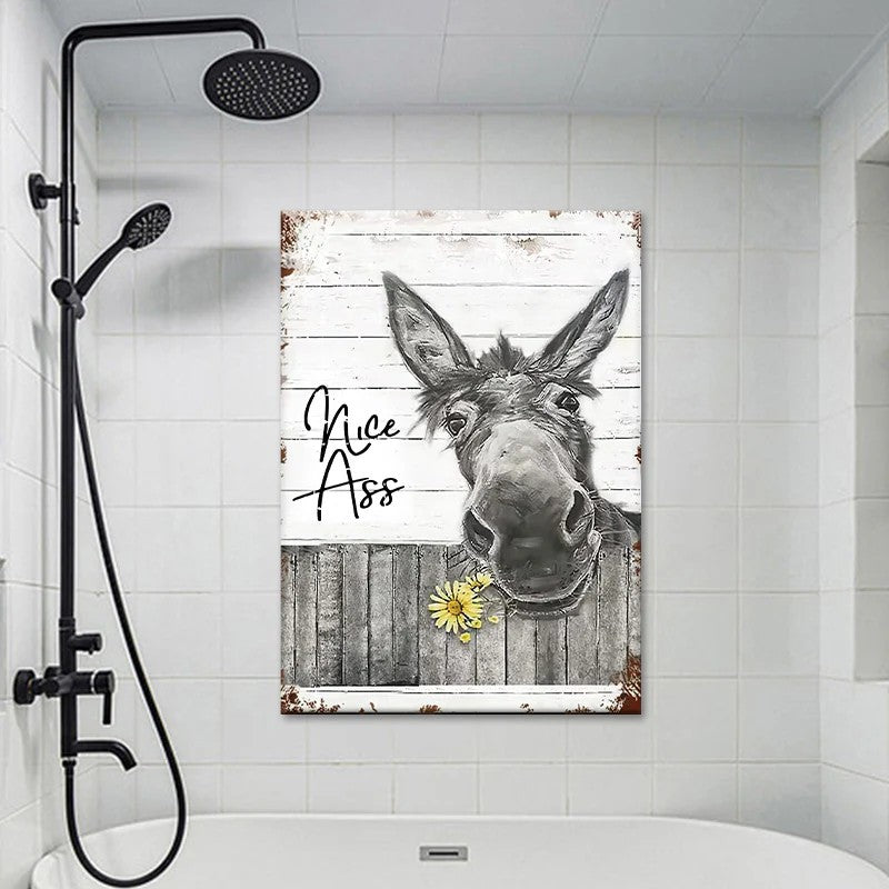 Funny Donkey Sunflower - D359 - Gallery Wrapped Canvas Prints