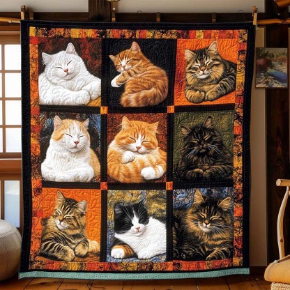 Sleeping Cat Collection Blanket - D251 - Premium Blanket-Jolura