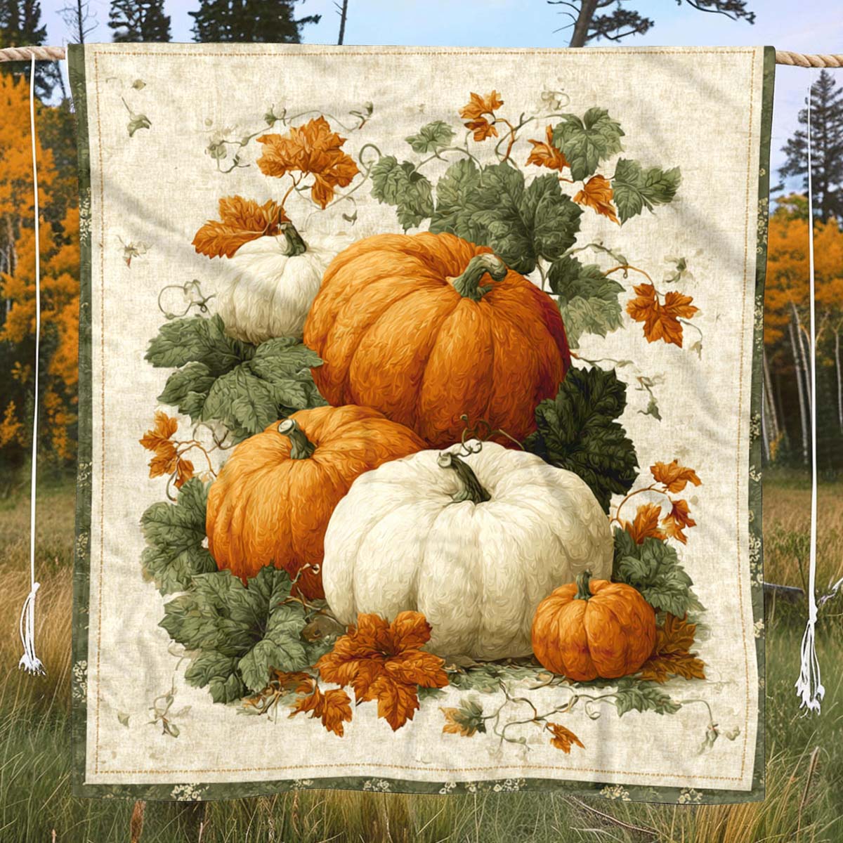 Field Pumpkin Blanket - J066 - Premium Blanket