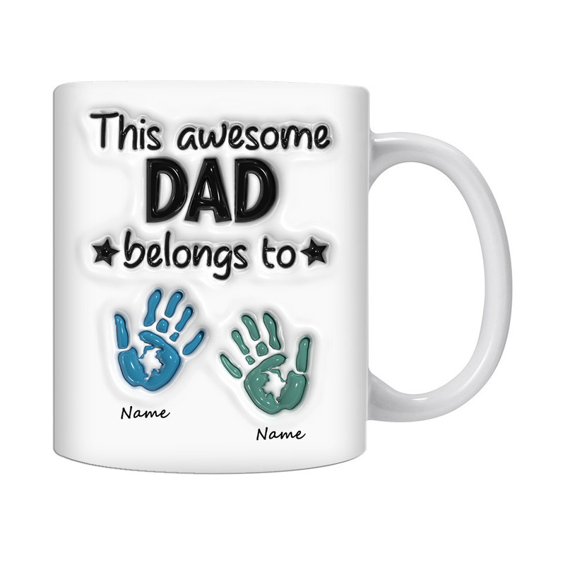 Personalised This Awesome Dad Belongs To Mug