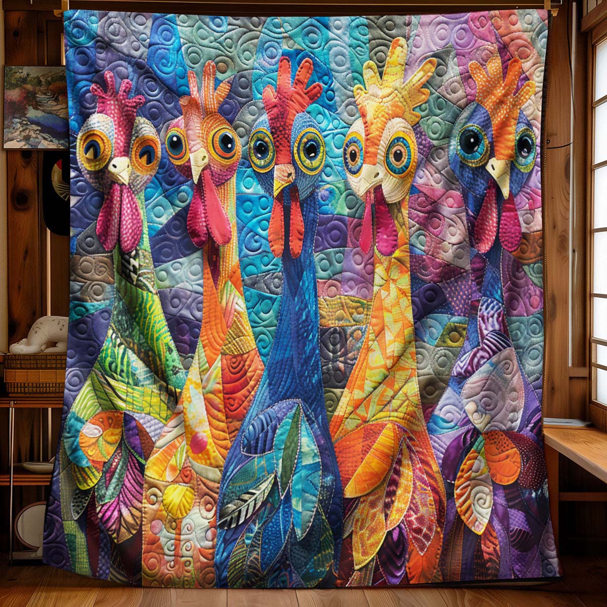 Whimsical Chickens Blanket - J069 - Premium Blanket