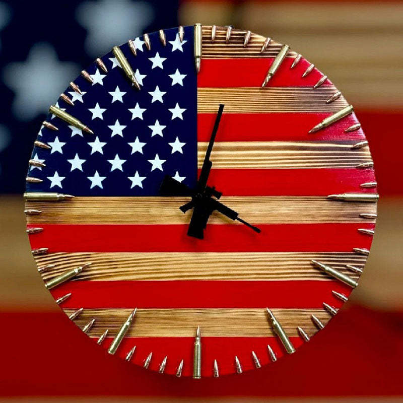 Handmade Patriotic Flag Bullet Clock-Jolura