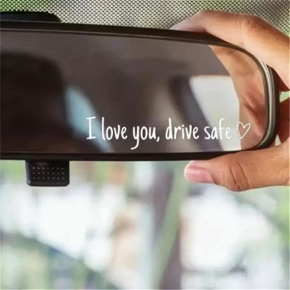 “I Love You, Drive Safe” Car Mirror Decal Set – Cute Reflective Vinyl Stickers