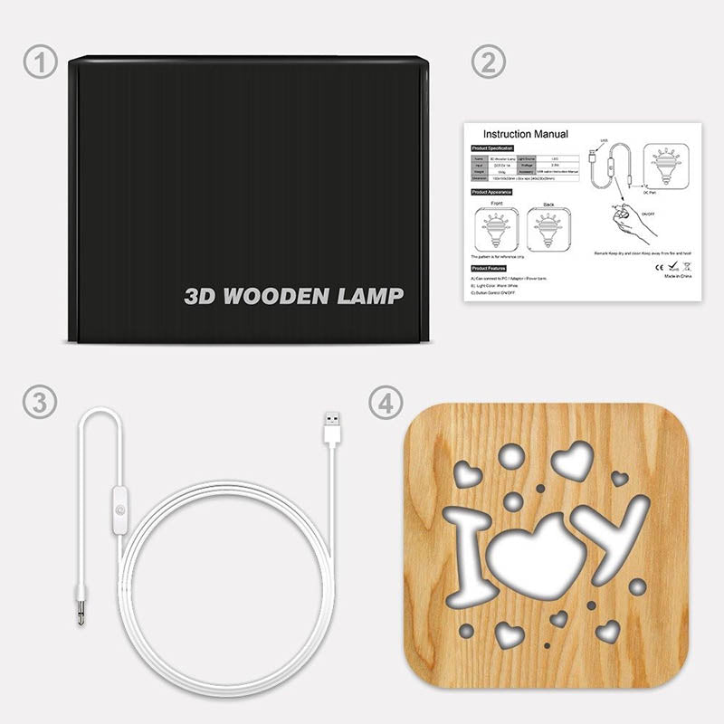 I Love You Wooden Decorative Light-Jolura