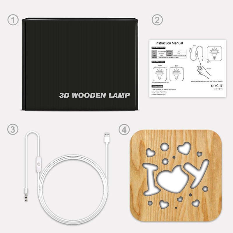 I Love You Wooden Decorative Light-Jolura