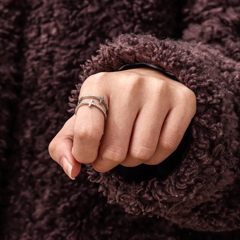 To My Daughter "Pray Through It" Twin Band Cross Ring-Jolura