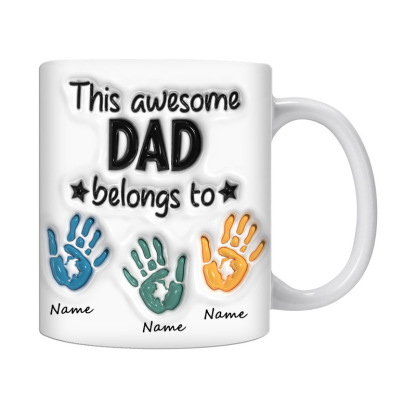 Personalised This Awesome Dad Belongs To Mug