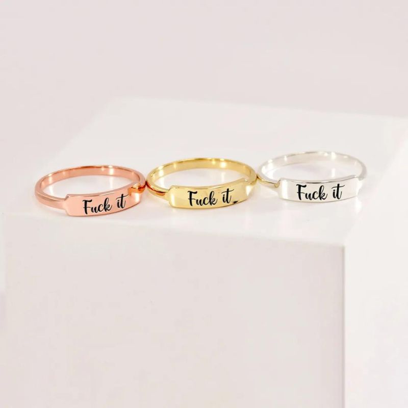 Fuck It Dainty Bar Ring-Jolura