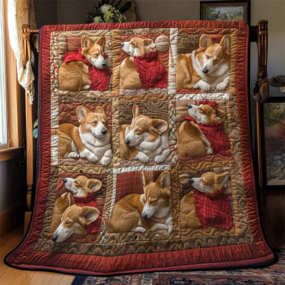 Happy Corgi Sleeping Blanket - D255 - Premium Blanket-Jolura