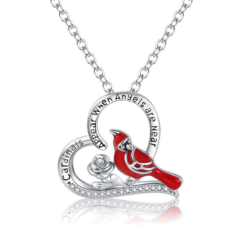 Cardinal Heart Pendant Necklace-Jolura