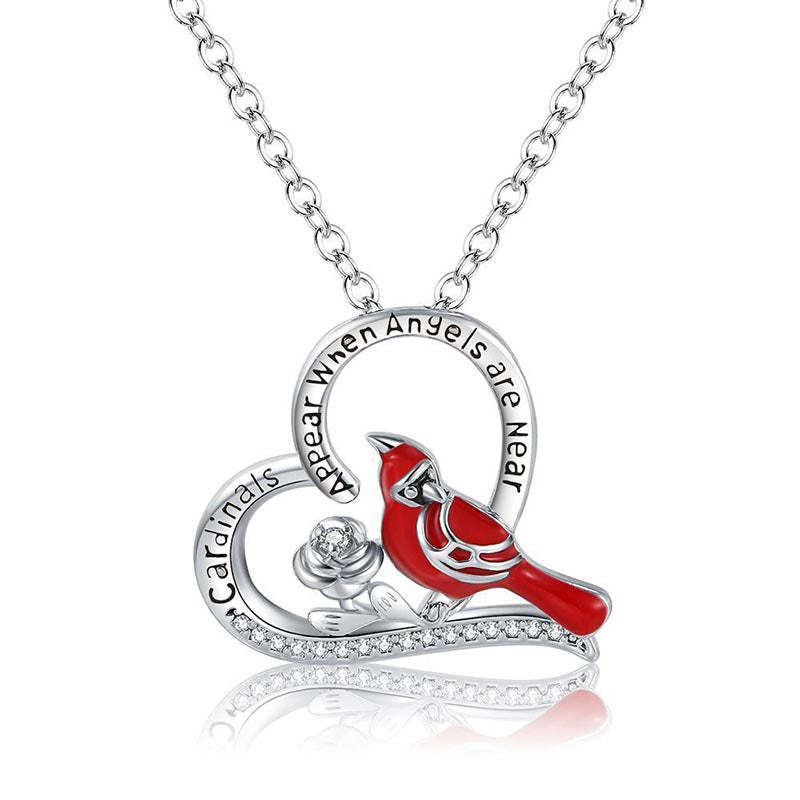 Cardinal Heart Pendant Necklace-Jolura