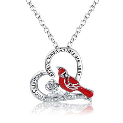 Cardinal Heart Pendant Necklace-Jolura