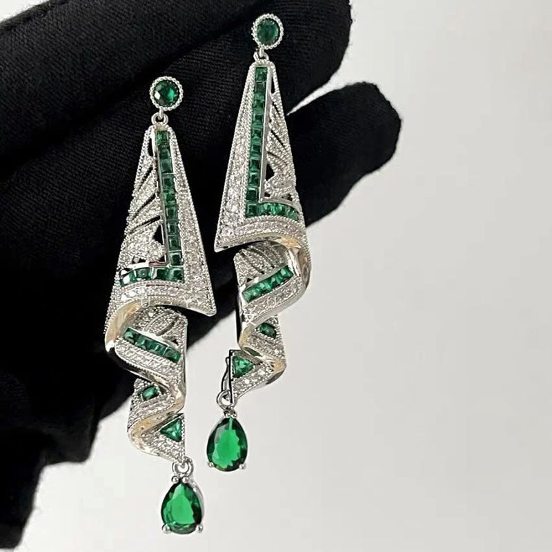 Vintage Gemstone Art Earrings - 925 Silver-Jolura