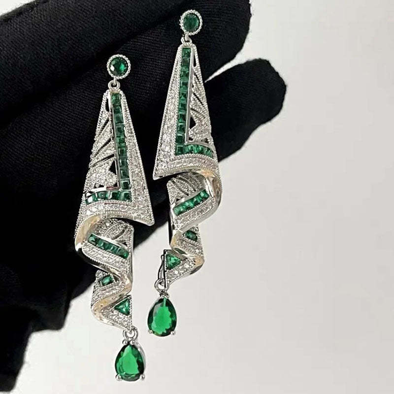 Vintage Gemstone Art Earrings - 925 Silver-Jolura