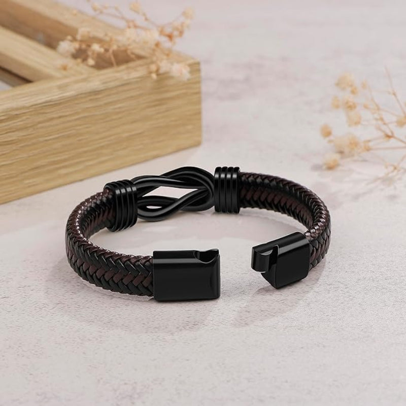 Forever Linked Black Braided Leather Bracelets - Love My Grandson-Jolura