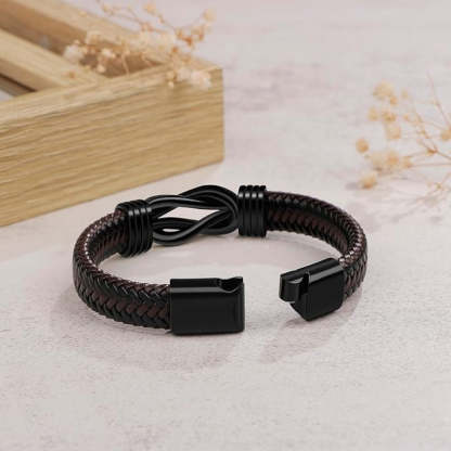 Forever Linked Black Braided Leather Bracelets - Love My Grandson-Jolura
