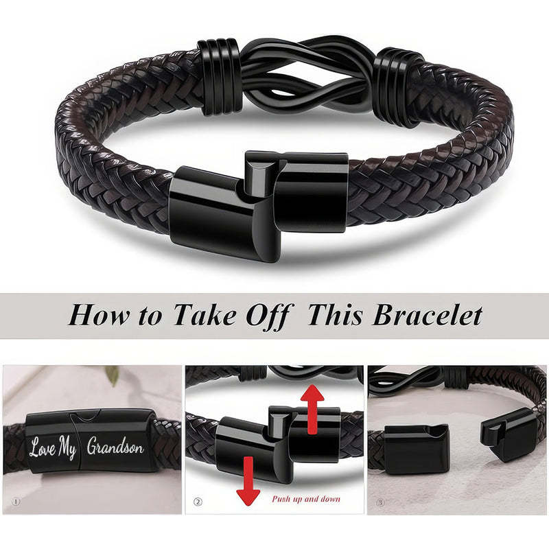 Forever Linked Black Braided Leather Bracelets - Love My Grandson-Jolura
