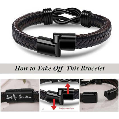 Forever Linked Black Braided Leather Bracelets - Love My Grandson-Jolura