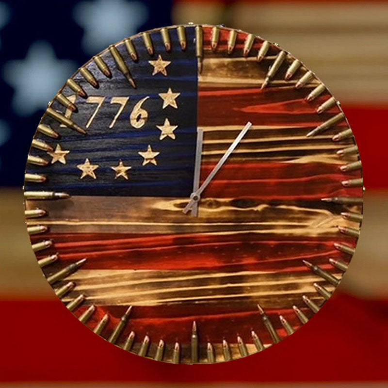 Handmade Patriotic Flag Bullet Clock-Jolura