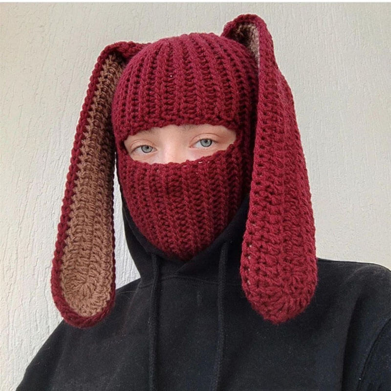 Rabbit Ears Handmade Crochet Warm Hats-Jolura