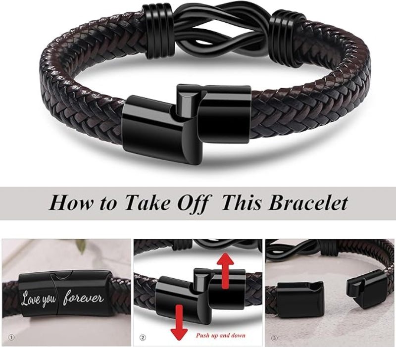 Forever Linked Together Black Braided Leather Bracelet🔗-Jolura
