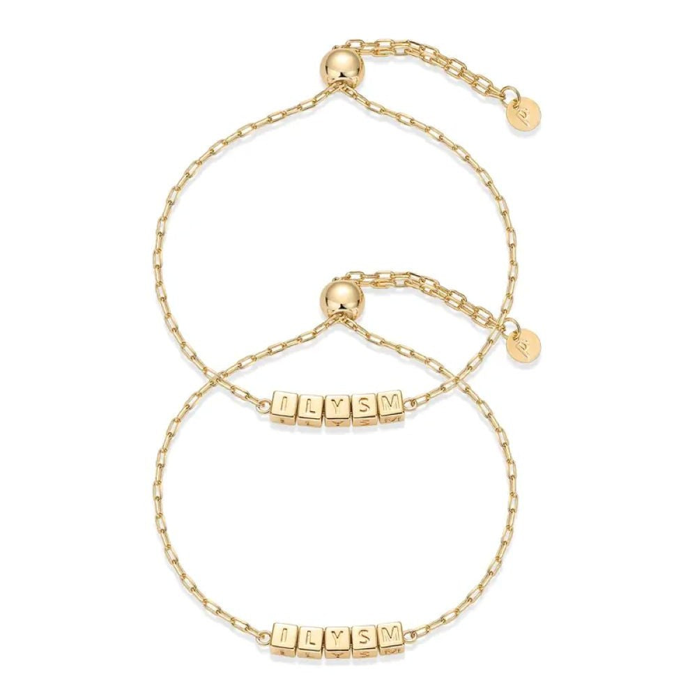 14K Gold Plated Adjustable Matching Bracelets for Women – Heart Charm and BFF Friendship Styles