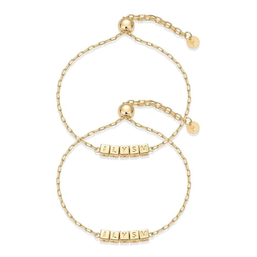 14K Gold Plated Adjustable Matching Bracelets for Women – Heart Charm and BFF Friendship Styles