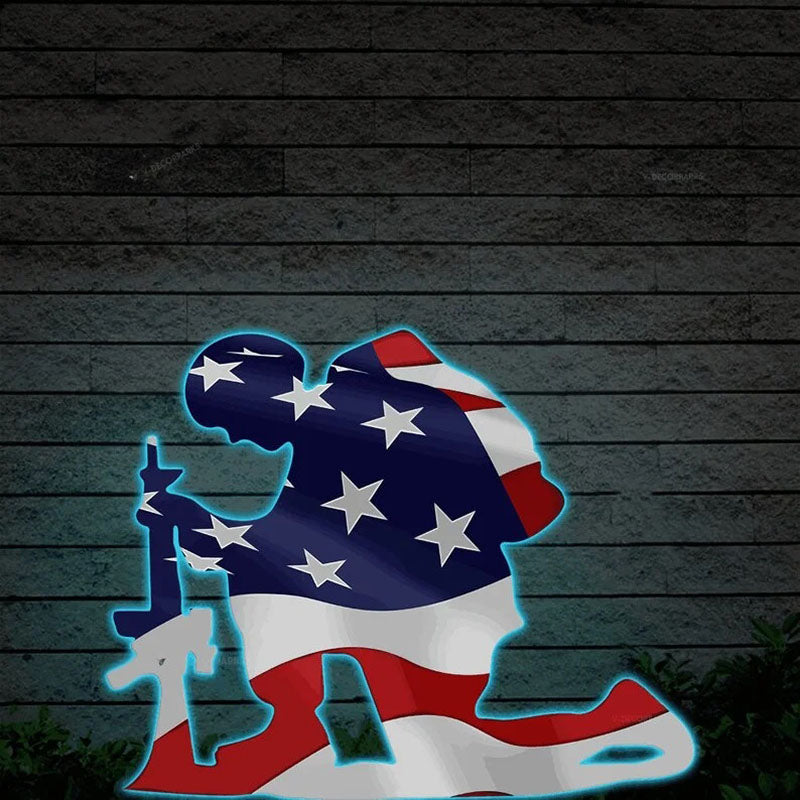 Memorial Metal Plaque For Soldiers - American Flag-Jolura