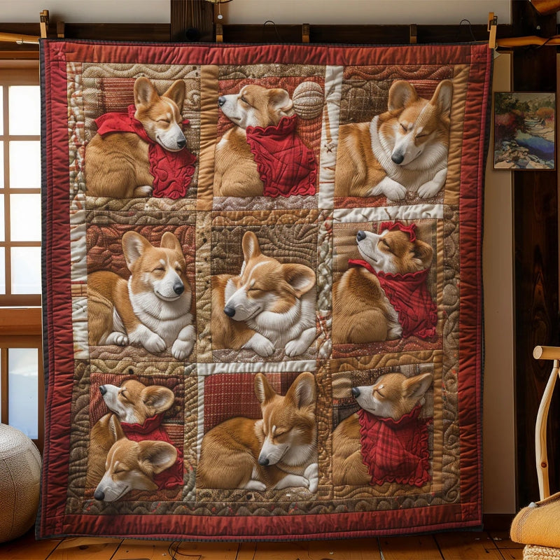 Happy Corgi Sleeping Blanket - D255 - Premium Blanket-Jolura