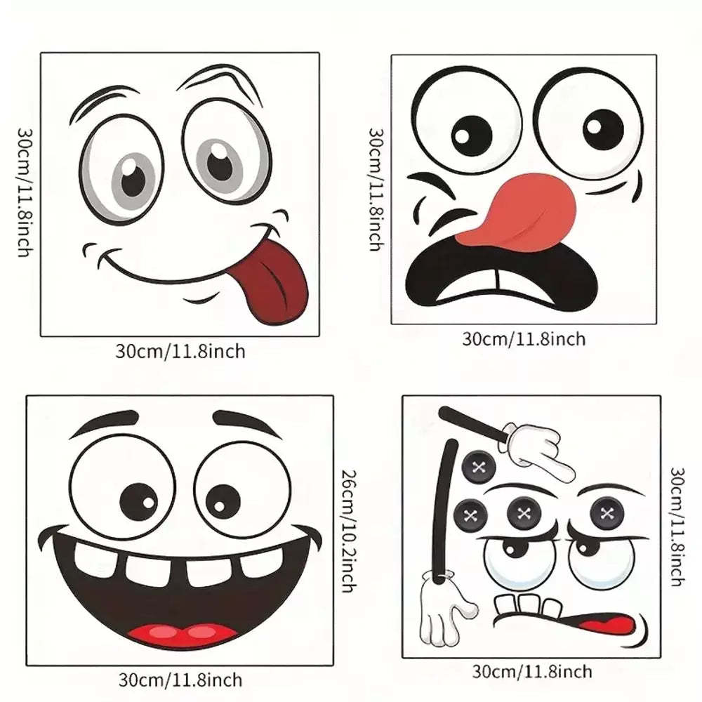 Four-piece set of colorful cartoon face stickers