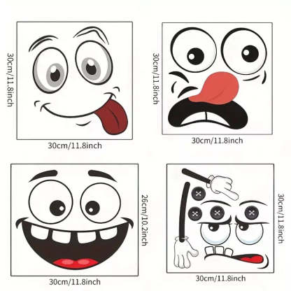 Four-piece set of colorful cartoon face stickers