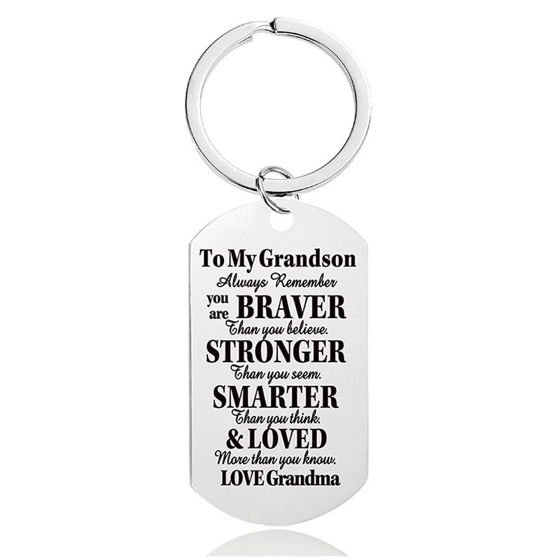 Grandma To Grandson - Always Remember You Are Braver Than You Believe - Inspirational Keychain - A918-Jolura
