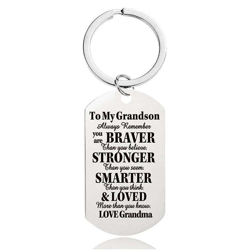 Grandma To Grandson - Always Remember You Are Braver Than You Believe - Inspirational Keychain - A918-Jolura
