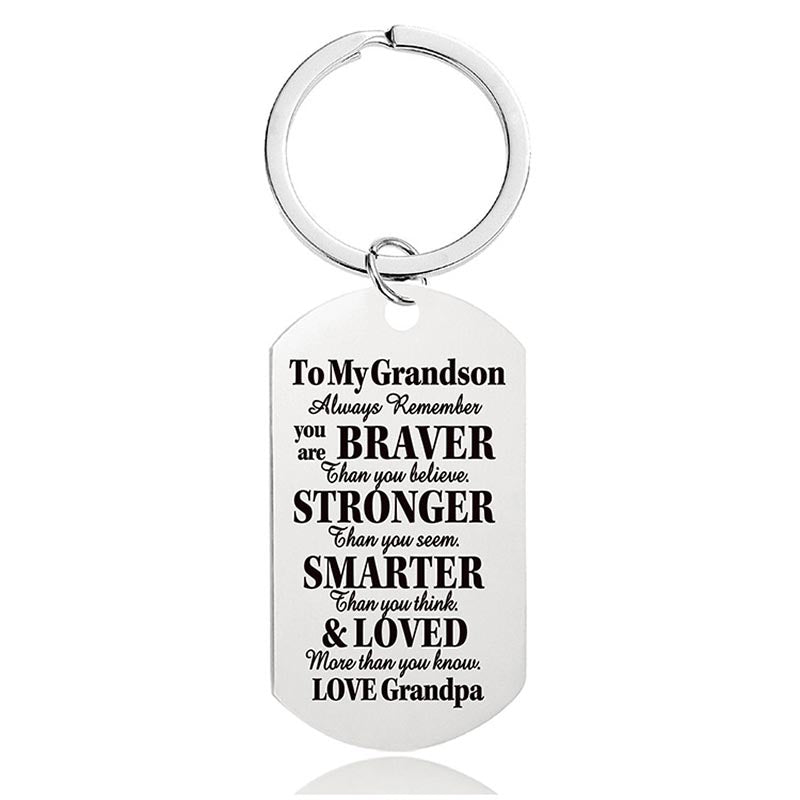 Grandpa To Grandson - Always Remember You Are Braver Than You Believe - Inspirational Keychain - A918-Jolura