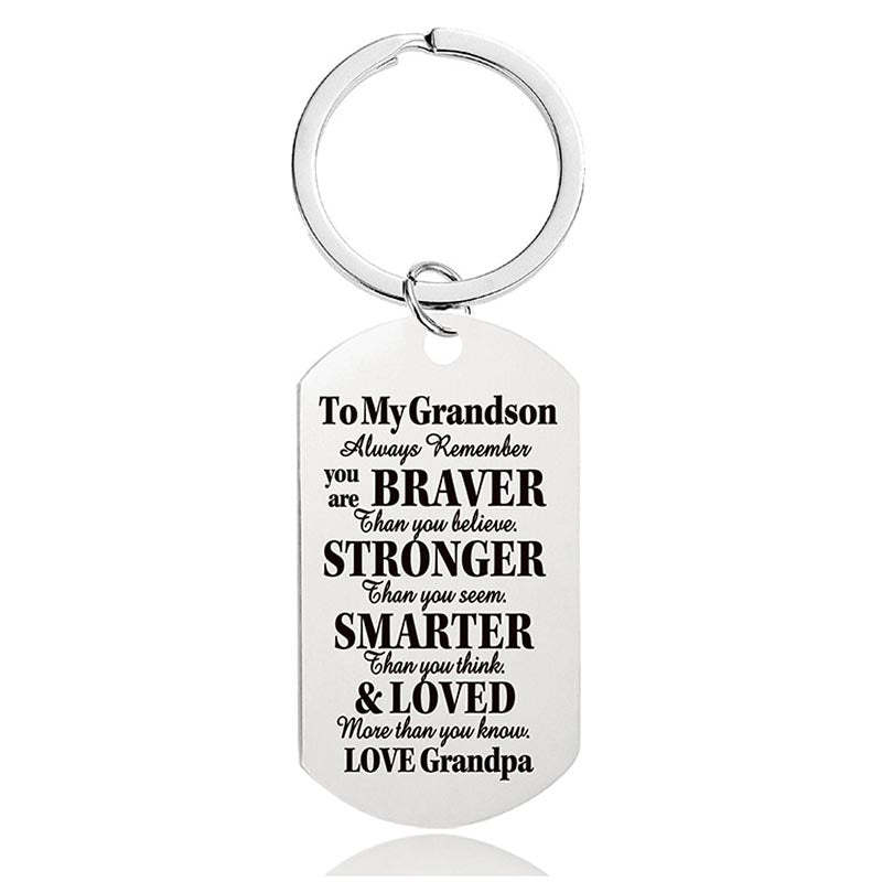 Grandpa To Grandson - Always Remember You Are Braver Than You Believe - Inspirational Keychain - A918-Jolura