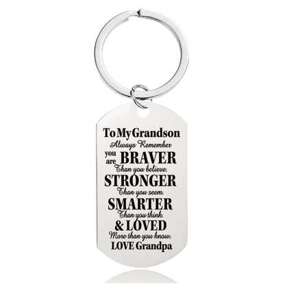 Grandpa To Grandson - Always Remember You Are Braver Than You Believe - Inspirational Keychain - A918-Jolura