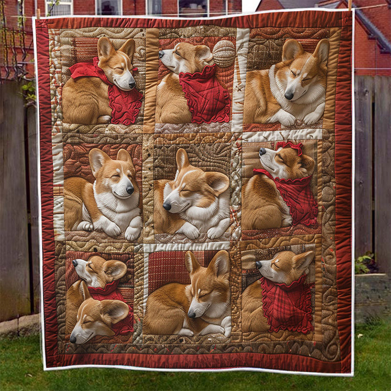 Happy Corgi Sleeping Blanket - D255 - Premium Blanket-Jolura