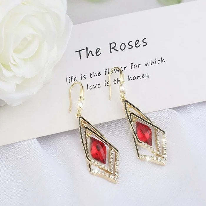 Rhombus Sapphire Earrings-Jolura