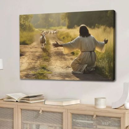 Lamb Runs to Jesus - D369 - Gallery Wrapped Canvas Prints