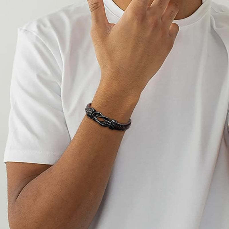 Forever Linked Black Braided Leather Bracelets - Love My Grandson-Jolura