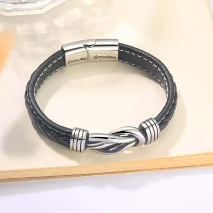 Forever Linked Together Braided Leather Bracelet - Love My Grandson