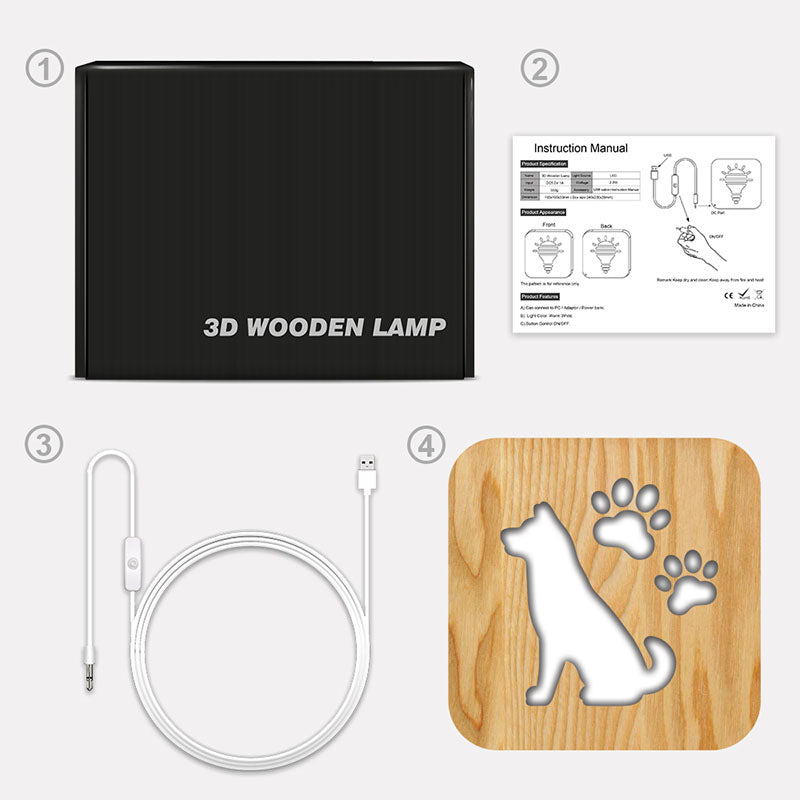 Dog Wooden Decorative Light-Jolura