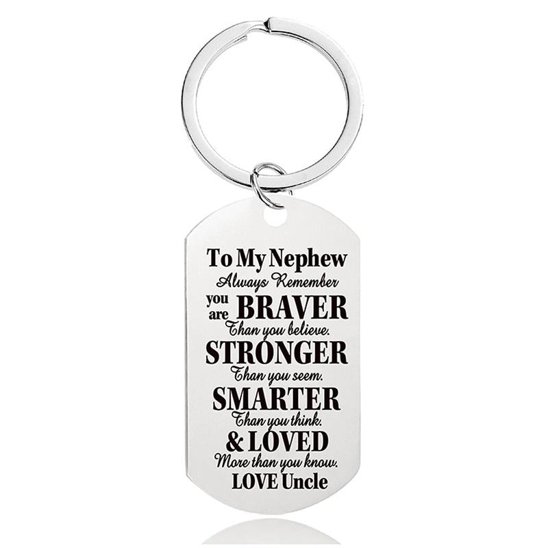 Uncle To Nephew - Always Remember You Are Braver Than You Believe - Inspirational Keychain - A918-Jolura