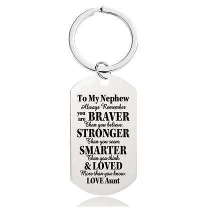 Aunt To Nephew - Always Remember You Are Braver Than You Believe - Inspirational Keychain - A918-Jolura