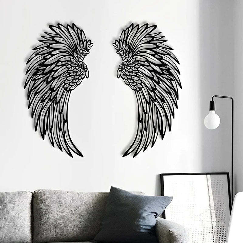 1 Pair Angel Wings Metal Wall Art With Led Lights-Jolura