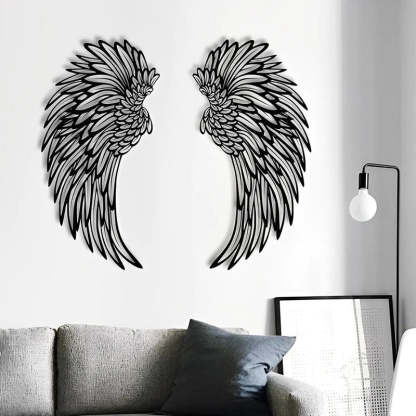 1 Pair Angel Wings Metal Wall Art With Led Lights-Jolura