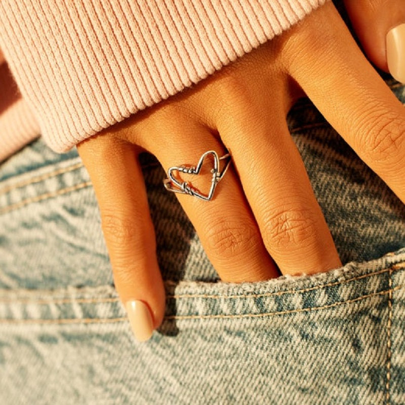 Sterling Silver Heart Wire Ring-Jolura