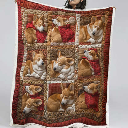 Happy Corgi Sleeping Blanket - D255 - Premium Blanket-Jolura
